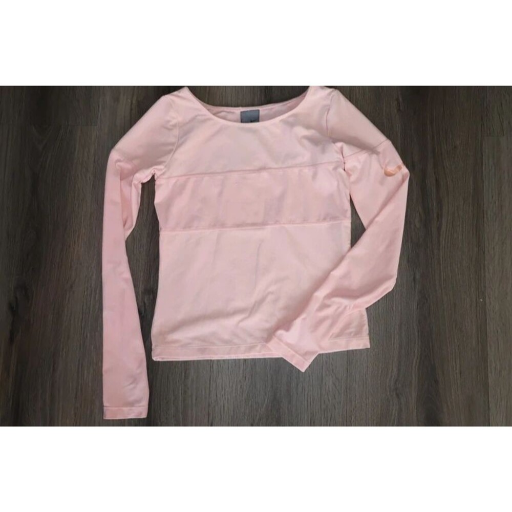 vintage y2k nike dri fit light pink long sleeve workout top swoosh xs